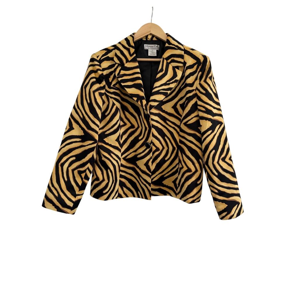 Allyson Cara Zebra Print Blazer Jacket Womens 18 Y2K 80s Vintage Party Preppy